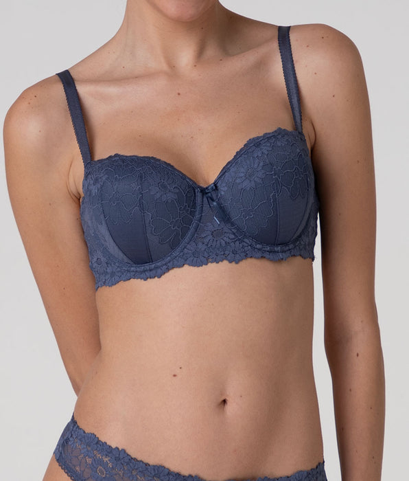 Lovable Reggiseno Balconcino Imbottito con Ferretto Garden Flowers Lace in pizzo, blu polvere