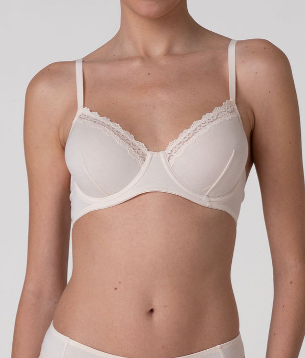 Lovable Trendy Modal Underwired Bra in Cotton Modal and Lace, pearled ivory