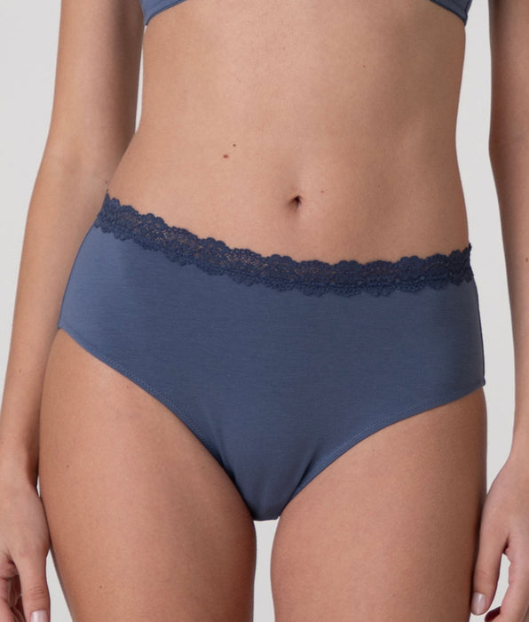 Lovable Slip Alto Trendy Modal in Cotone Modal e pizzo, blu polvere