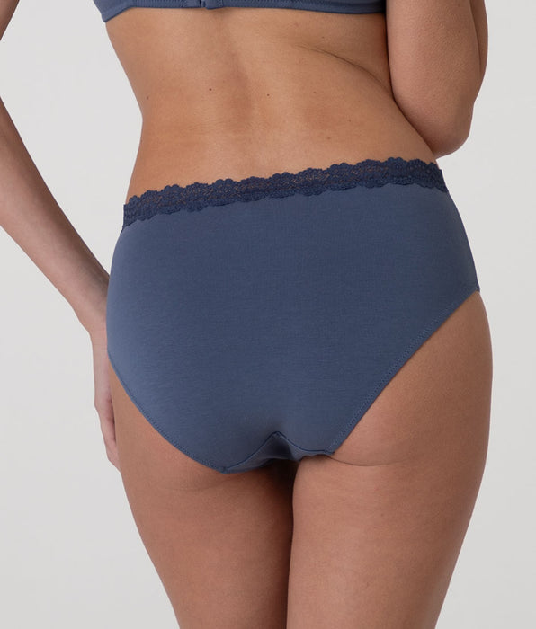 Lovable Slip Alto Trendy Modal in Cotone Modal e pizzo, blu polvere