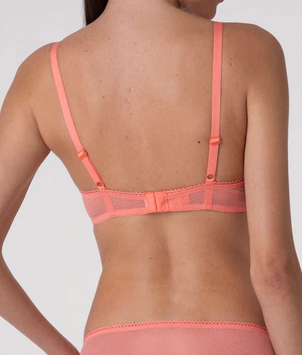 Lovable Fancy Mesh Wireless Padded Tulle Bra, coral