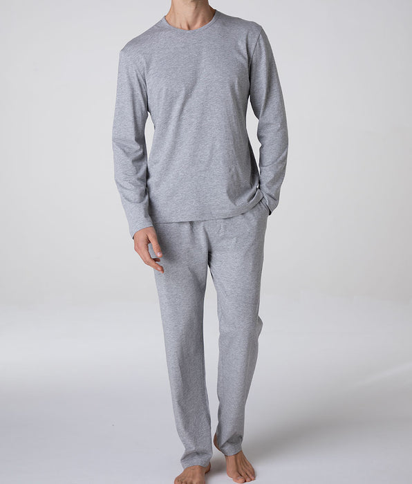 Lovable Pigiama Lungo Girocollo in Jersey, grigio melange