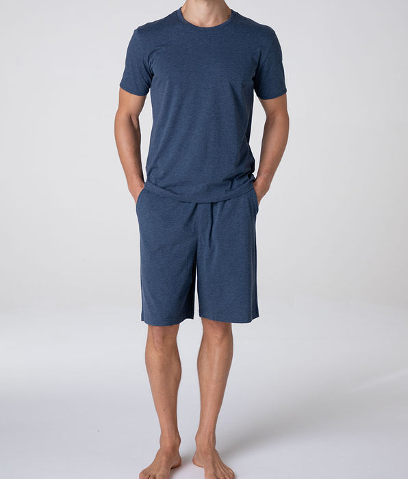 Lovable Pigiama Corto Girocollo in Jersey, blu melange
