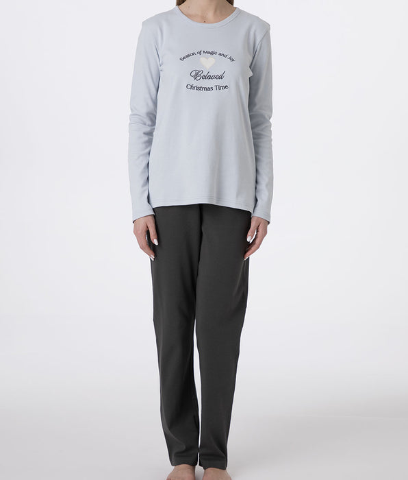 Lovable Pigiama Lungo Girocollo in Interlock, azzurro chiaro