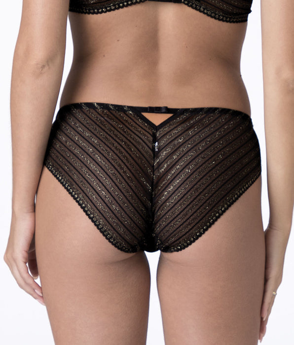 Lovable Lacy Style Edit Briefs in lace and lurex, striped black