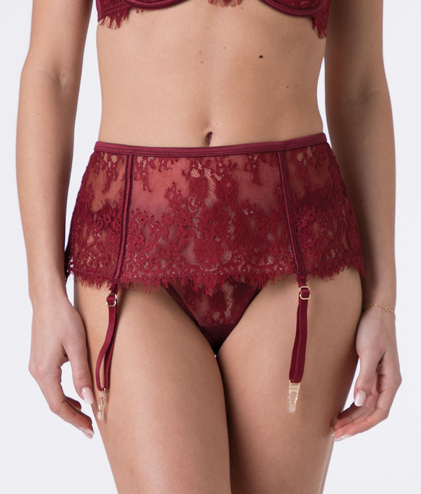 Lovable Garter Belt Le Studio in iace and tulle, dark red