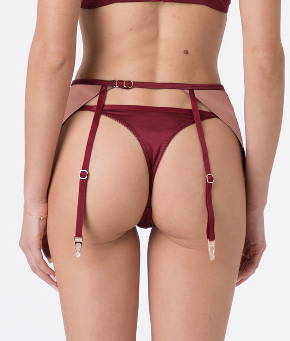 Lovable Garter Belt Le Studio in iace and tulle, dark red