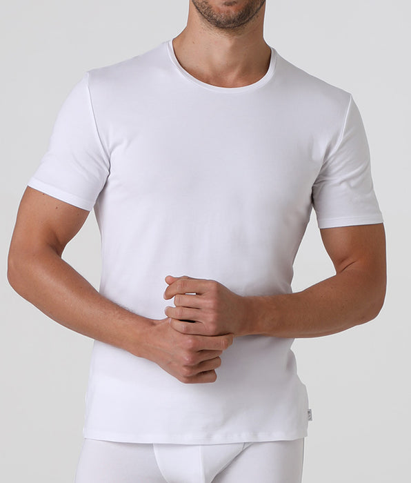 Lovable Premium Cotton white crew neck T-shirt, made from high-quality stretch cotton