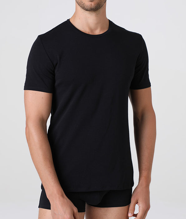 Lovable T-shirt girocollo Premium Cotton nero in cotone elasticizzato di alta qualità