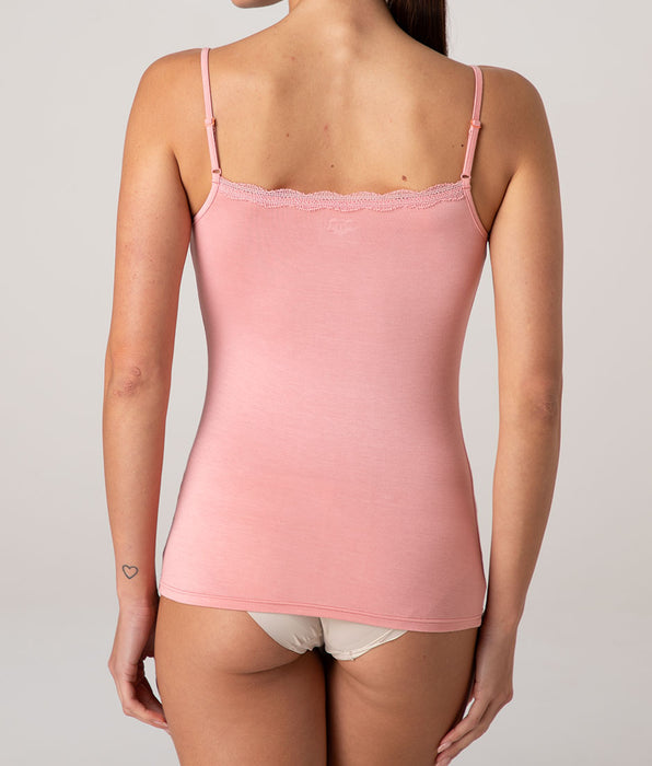 Lovable Top Basic Soul in Viscosa con balza in pizzo, rosa