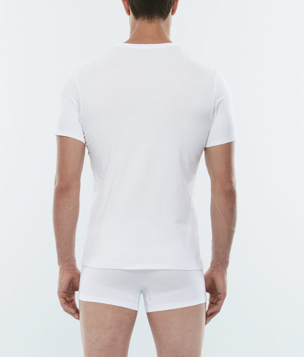 Lovable T-Shirt Cotton Stretch bianco in cotone elasticizzato con scollo a V profondo
