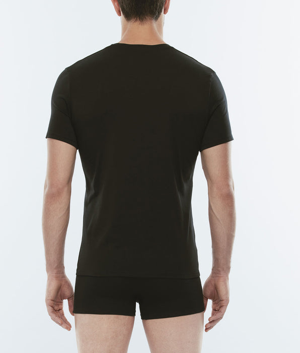 Lovable T-Shirt Cotton Stretch nero in cotone elasticizzato con scollo a V profondo