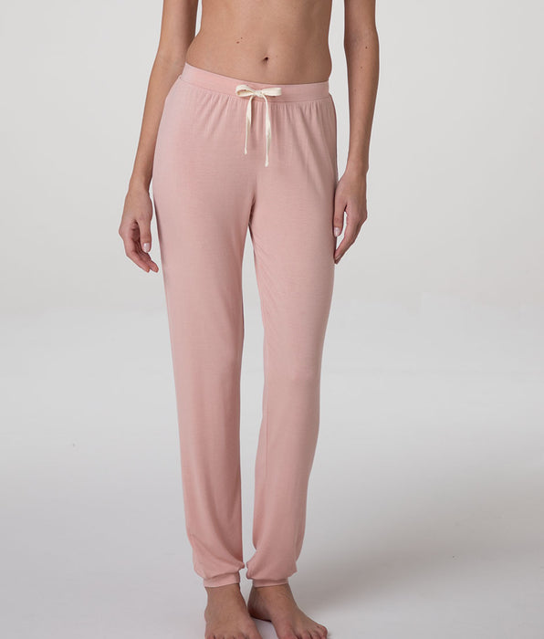 Lovable Elastic Viscose Long Pants with Cuffs, blush pink
