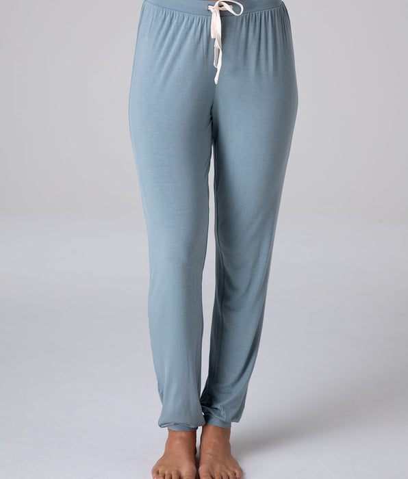 Lovable Elastic Viscose Long Pants with Cuffs, dusty blue