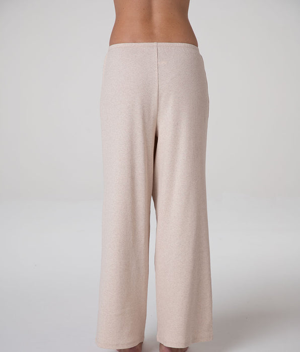 Lovable Ribbed Cotton Long Pants, beige melange