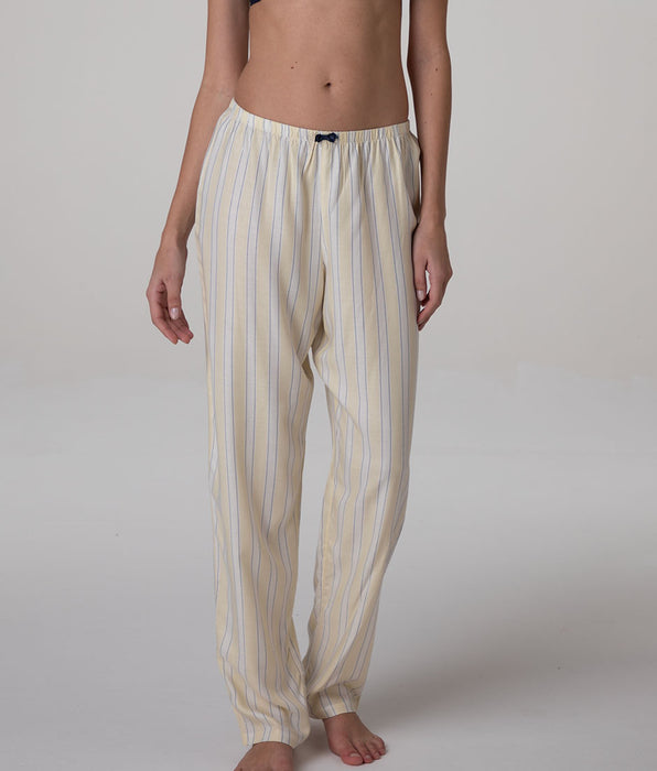 Lovable Striped Viscose Twill Pants, white and cream