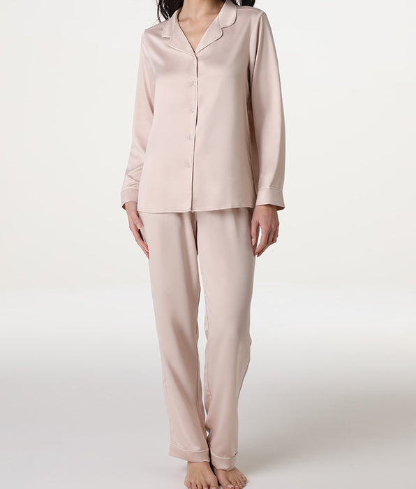 Lovable Pigiama lungo aperto in Satin, rosa champagne