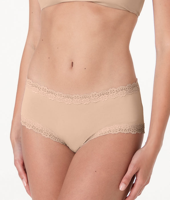 Lovable Culotte Lacy Micro in microfibra con pizzo, nudo chiaro