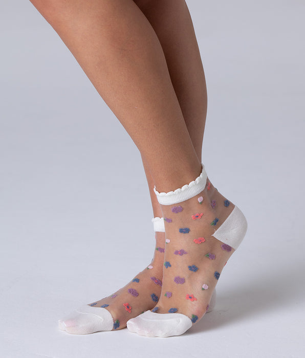 Lovable Calzini Fancy Sheer, fiori rosa