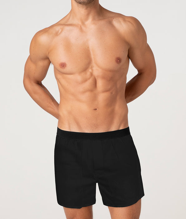 Lovable Signature Cotton Woven Boxer, Black