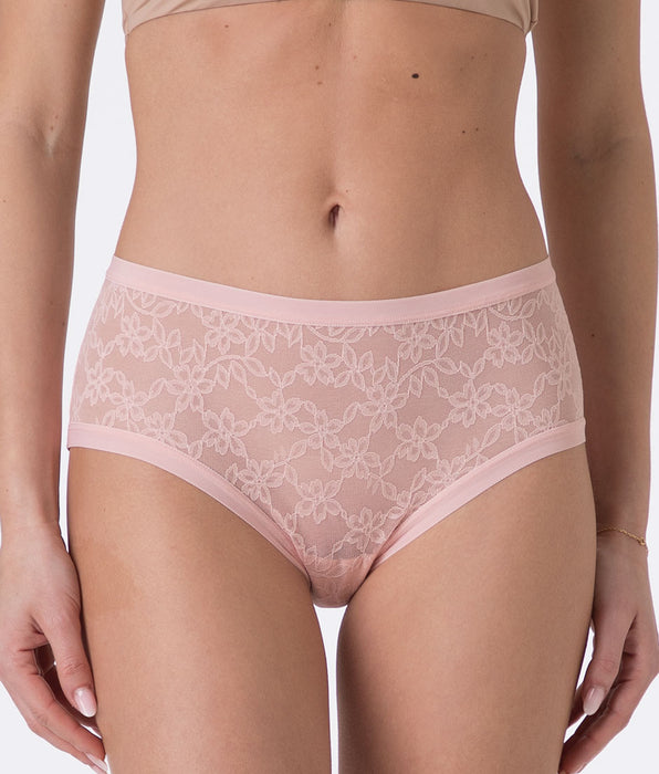Lovable Lovely Lace Panties High Briefs, blush pink