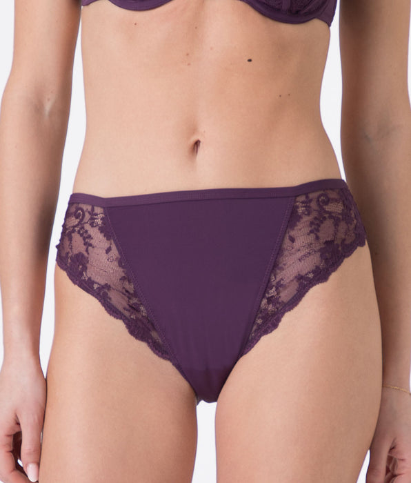 Lovable Delicate Floral Lace Briefs, blackberry wine