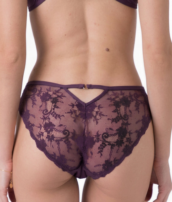 Lovable Delicate Floral Lace Briefs, blackberry wine