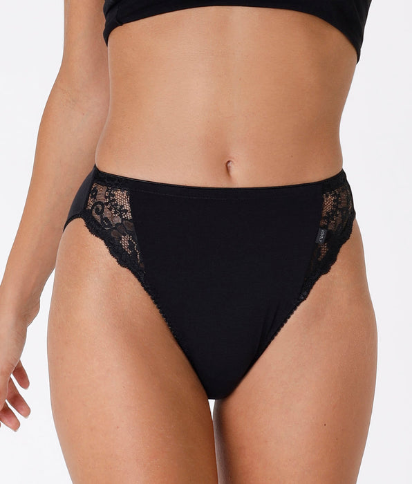 Lovable Slip mini sgambato Lovely charme nero in cotone elasticizzato con pizzo