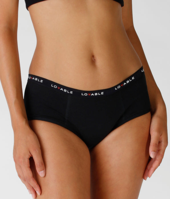 Lovable Culotte da ciclo lavabile flusso abbondante in cotone biologico certificato, nero