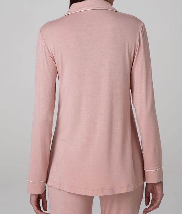 Lovable Elastic Viscose Open Long-Sleeved Top, blush pink