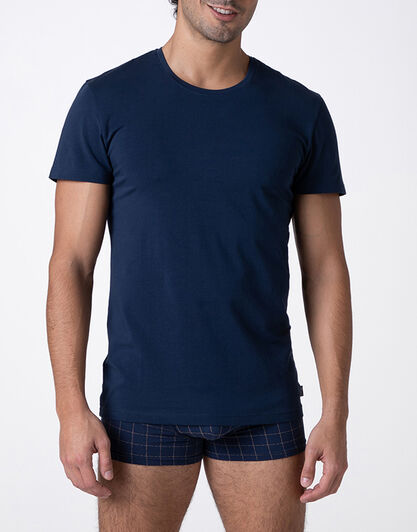 T-Shirt Girocollo Casual Stretch Cotton, blu navy, , LOVABLE