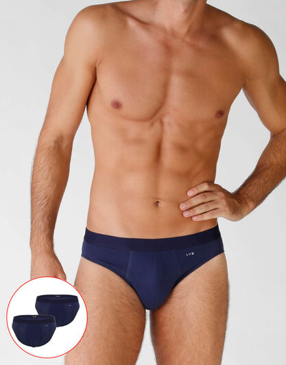 Bipack slip in cotone elasticizzato, blu, , LOVABLE