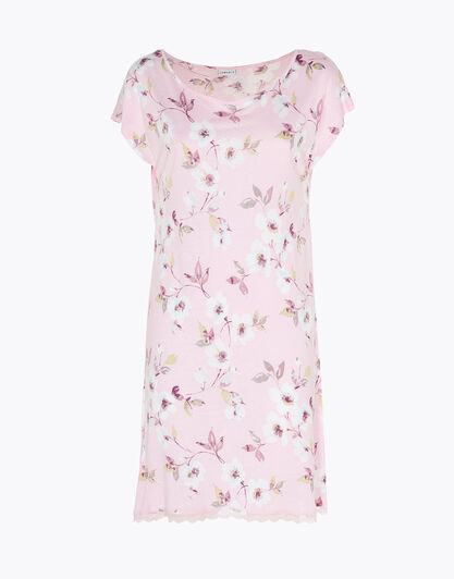 Maxi maglia del pigiama donna in 100% cotone modal, rosa con stampa floreale, , LOVABLE