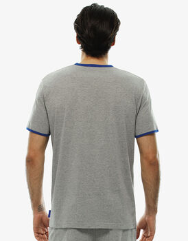 T-shirt girocollo grigio melange stampato in jersey , , LOVABLE