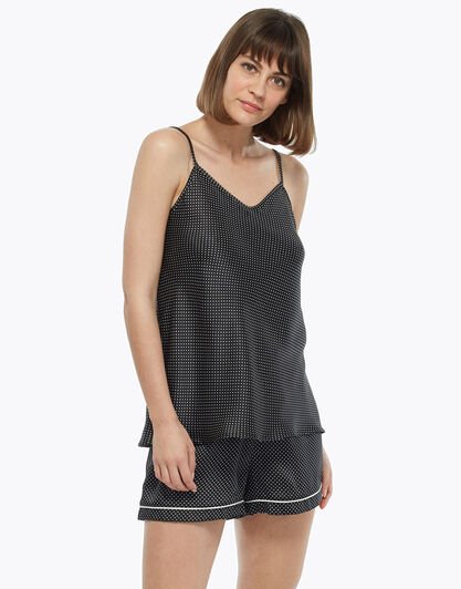 Top con scollo a V e spalline regolabili, pois, in satin, , LOVABLE