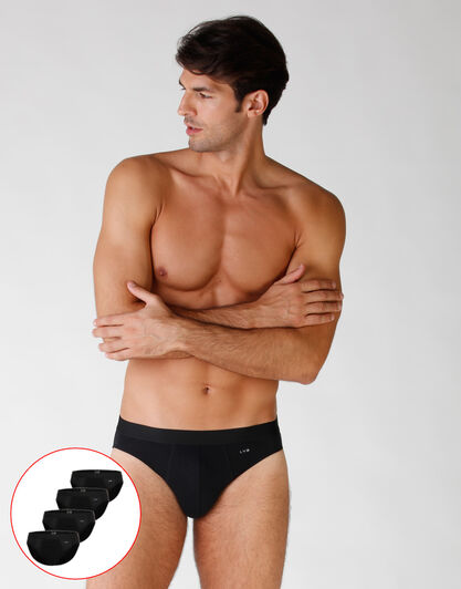Slip in cotone elasticizzato, confezione x4 nero, , LOVABLE