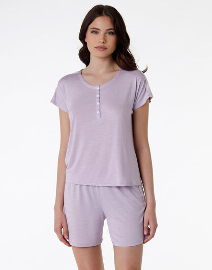 Pigiama corto donna in 100% cotone modal, lavanda, , LOVABLE