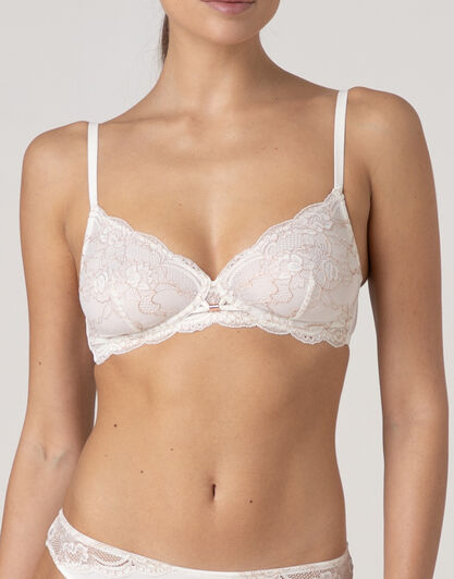 Reggiseno senza ferretto Trendy Lurex in pizzo e tulle, bianco latte, , LOVABLE