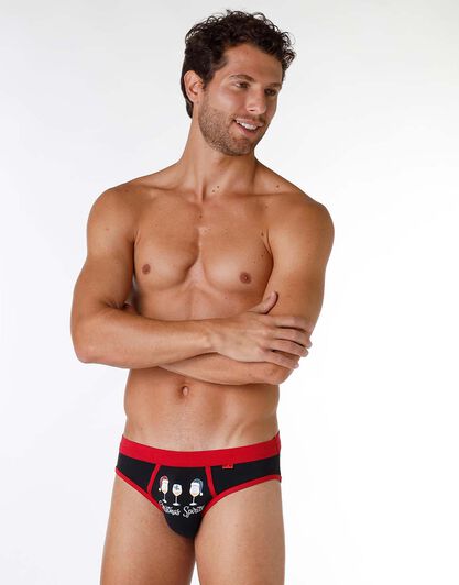 Slip uomo in cotone elasticizzato, stampa Christmas Spirits, , LOVABLE