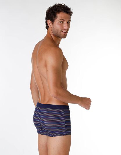 Boxer uomo in cotone elasticizzato, blu navy a righe, , LOVABLE