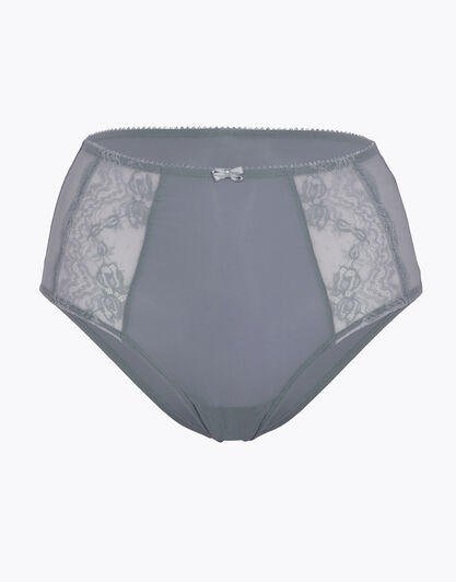 Slip alto grigio in microfibra, tulle plumetis e pizzo, , LOVABLE