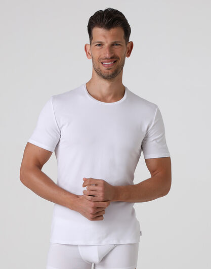 T-shirt girocollo Supima Premium Cotton in cotone elasticizzato, bianca, , LOVABLE
