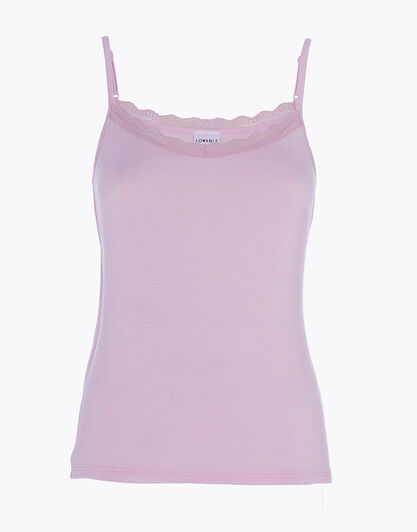 Top donna Basic Soul in viscosa con balza in pizzo, rosa, , LOVABLE
