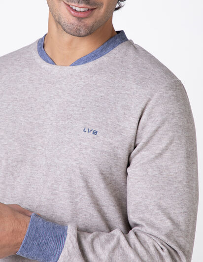 Pigiama Lungo Girocollo in Caldo Interlock, beige melange,  Pigiama Lungo Girocollo in Caldo Interlock, beige melange, , LOVABLE