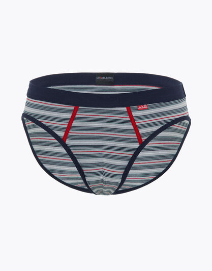 Slip blu rigato multicolor in cotone elasticizzato, , LOVABLE