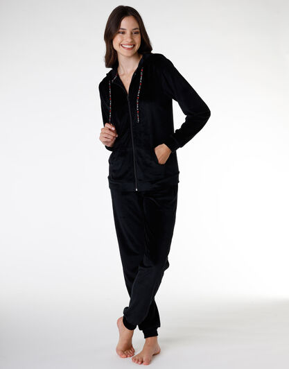 Felpa lunga da donna in ciniglia, nera, , LOVABLE