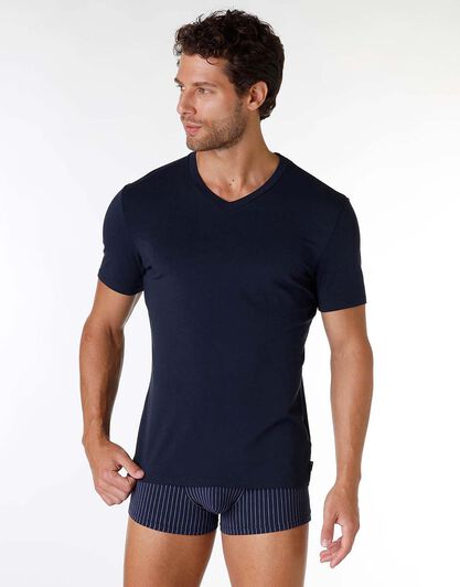 T-shirt uomo in cotone modal, blu navy, , LOVABLE