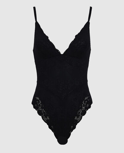 Body Smooth Femininity in microfibra e pizzo, nero, , LOVABLE