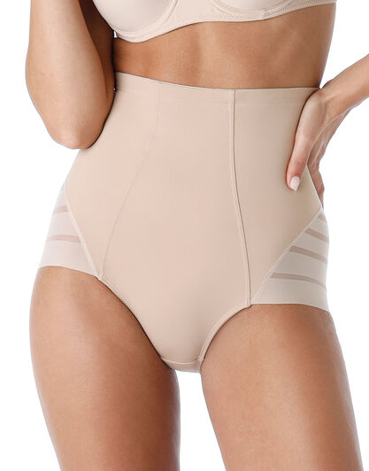 Guaina Vita Alta Fancy Shaping in microfibra modellante e tulle, cipria, , LOVABLE
