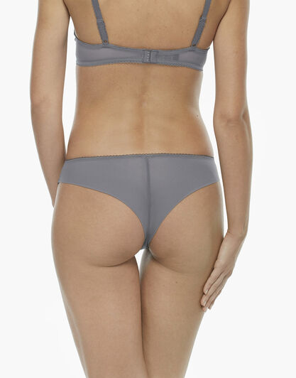 Brasiliano grigio scuro, in tulle ricamato, raso elasticizzato e tulle elasticizzato, , LOVABLE